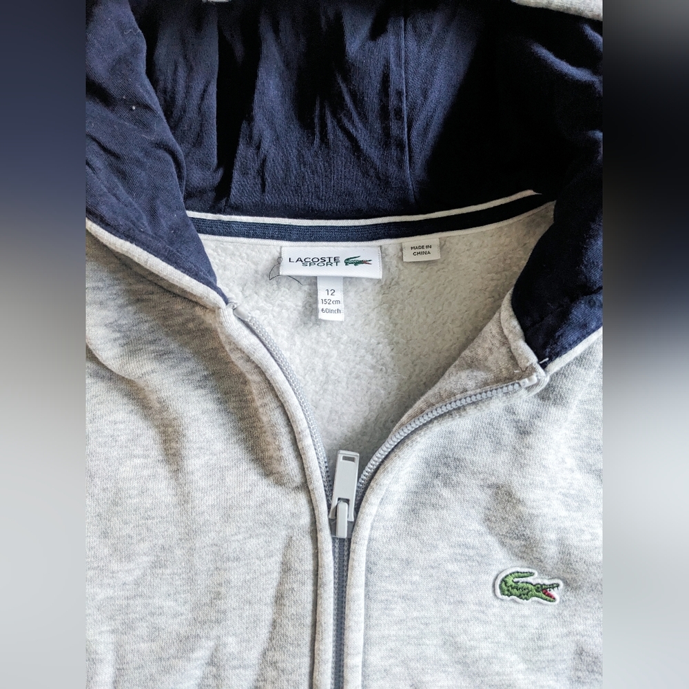 LACOSTE Kids Sport Sweatshirt Hoodie Gray size 12 boys - Picture 5 of 5